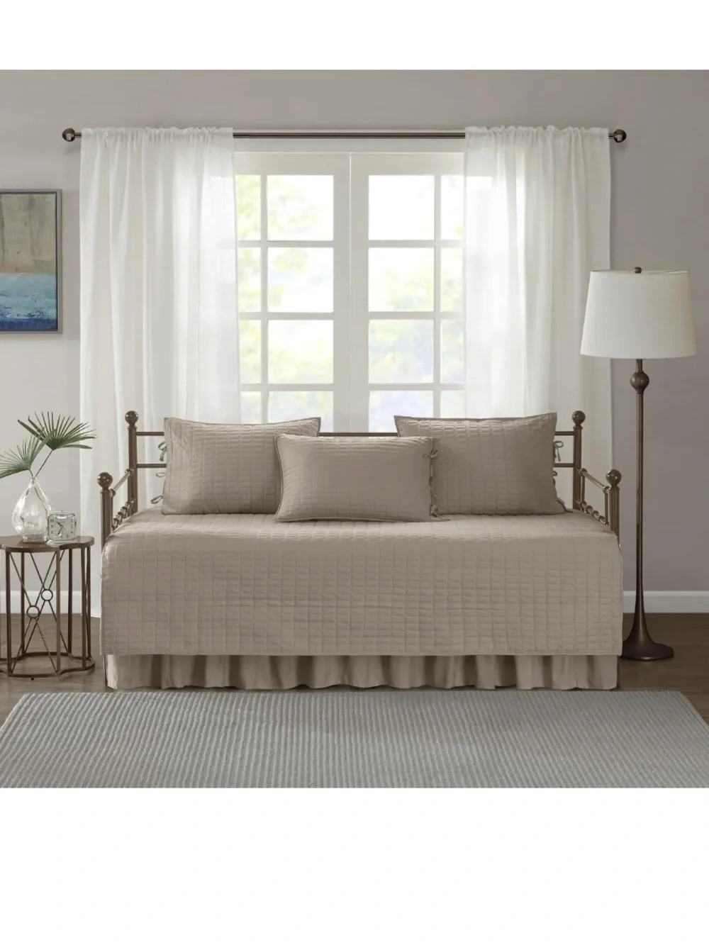 Taupe Quilted Daybed Coverlet Set - Soft Neutral Bedding